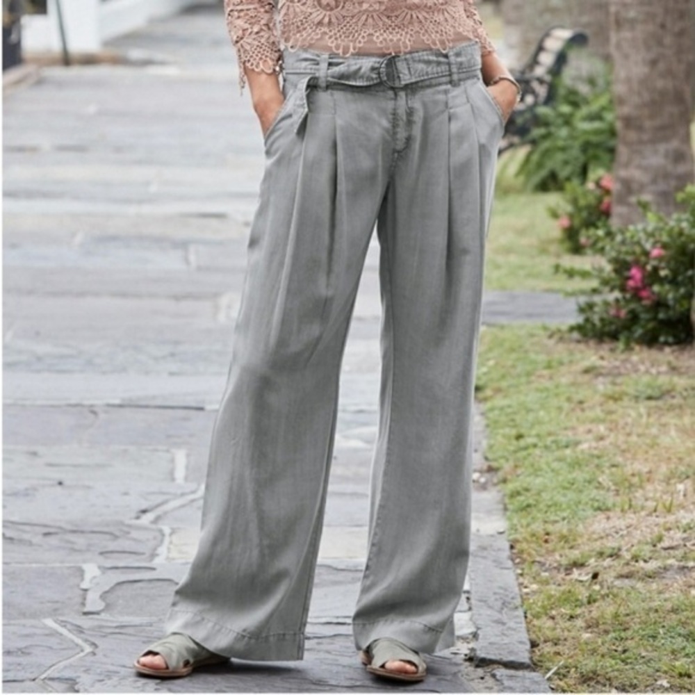 ▶️ Sundance ◀️  Tencel Grey Wide Leg Pants Sz 8 petite
